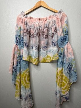 Live 4 Truth Multicolor Long bell Sleeve tie dye Crop Top Size L